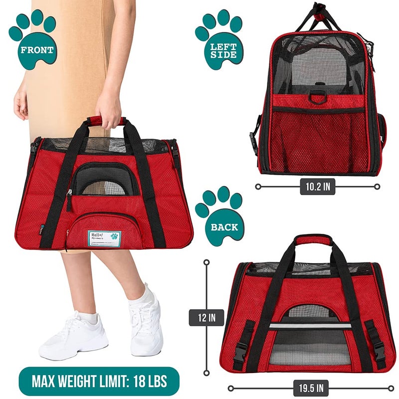 PetAmi Airline Approved Pet Carrier for Cat, Soft Sided Dog Carrier for Small Dogs, Cat Travel Supplies Accessories for Indoor Cats, Ventilated Pet Carrying Bag Medium Large Kitten Puppy, Large Red - Image 2